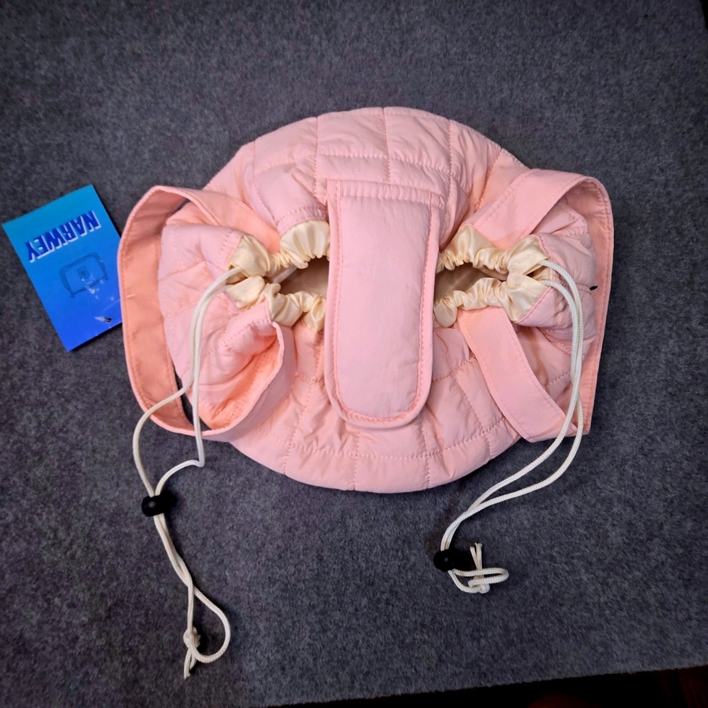Narwey Pink Quilted Drawstring Makeup Bag Travel Cosmetic Organizer Princess